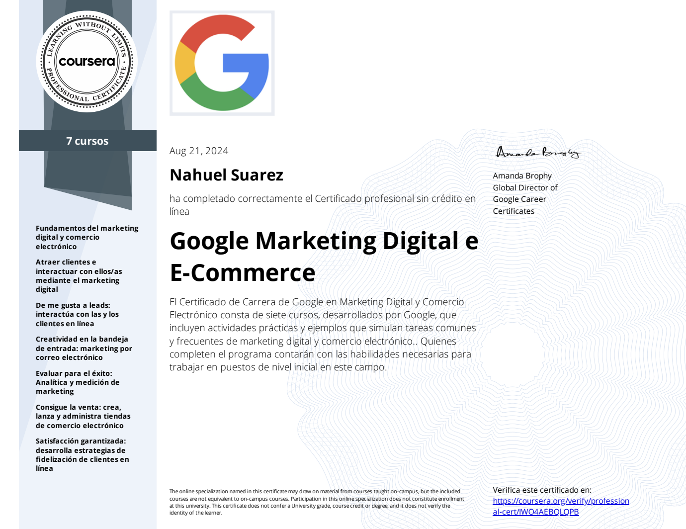 Certificado Google Marketing Digital